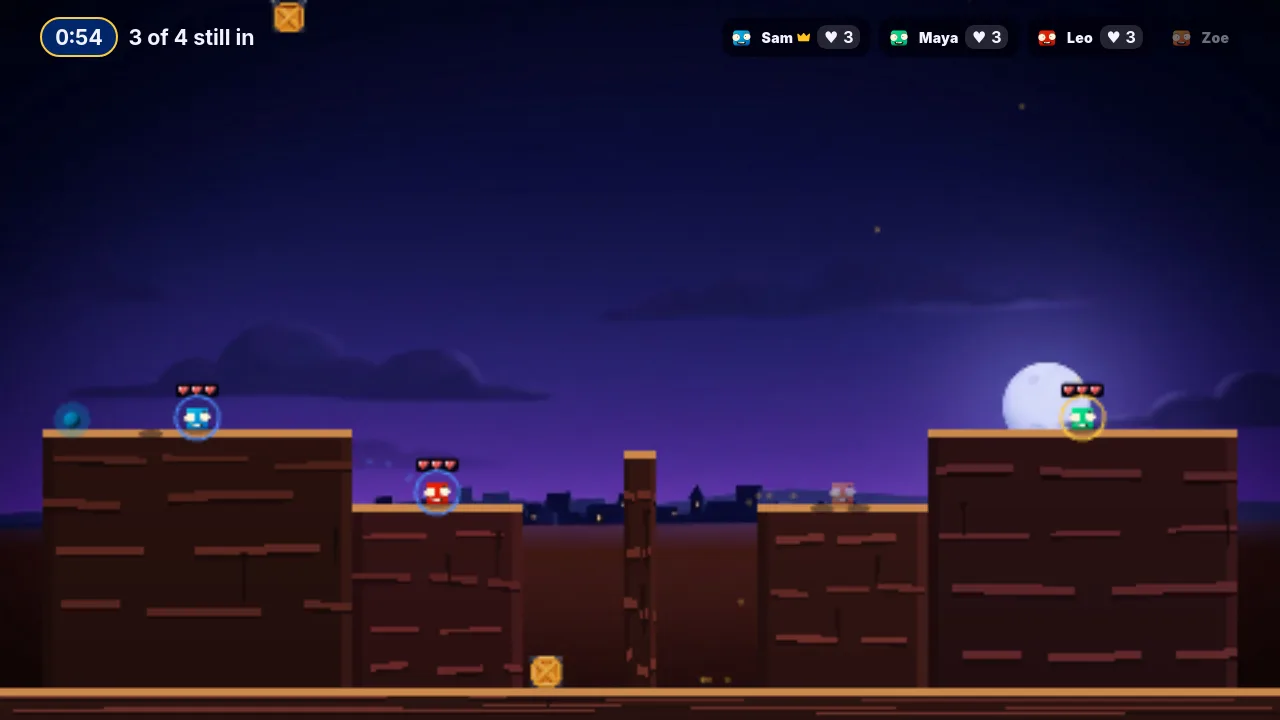Slingshot on the TV: players launch over rooftops under a night sky